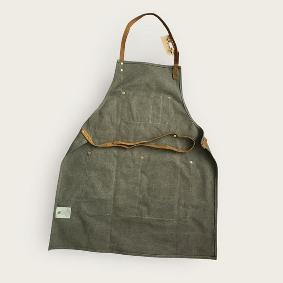 BBQ Butler Men's Canvas and Leather Apron Adj. Straps Grilling/Cookouts NWT - Picture 2 of 6